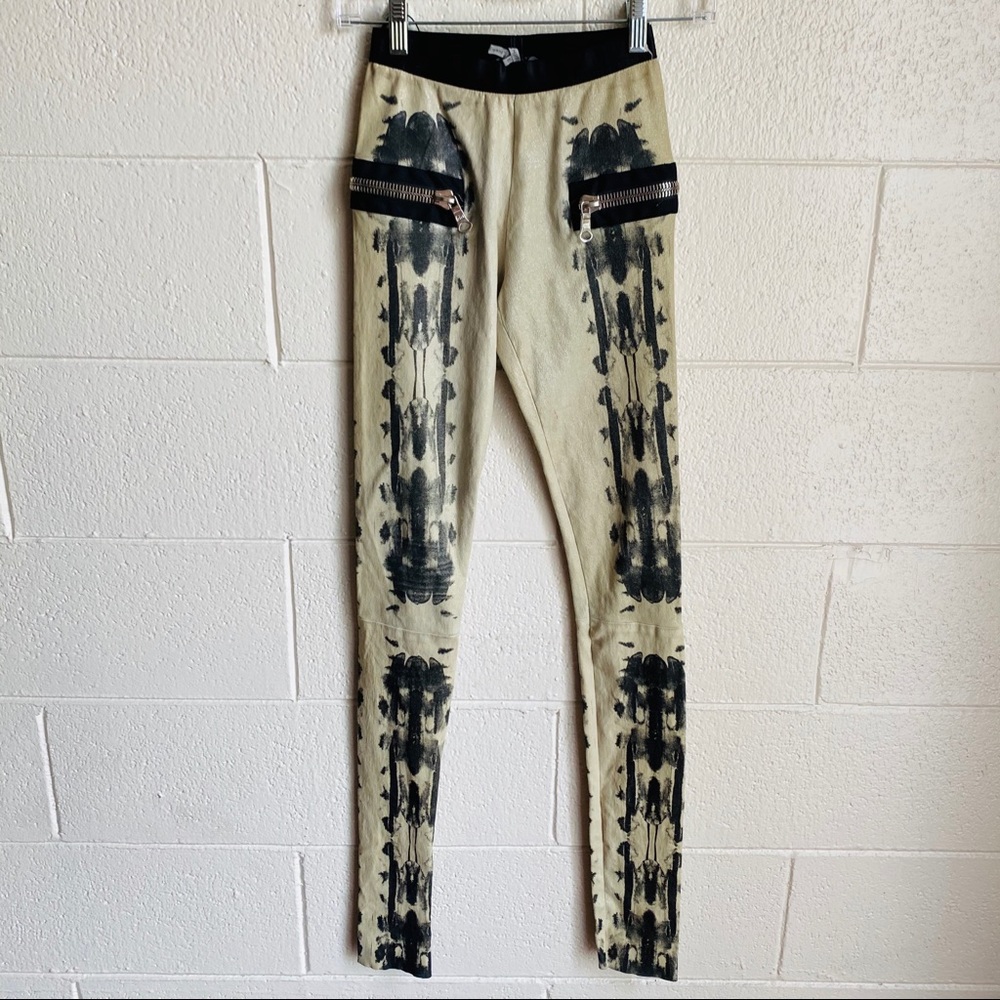Les Chiffoniers Print Zip Leather Legging Metallic
